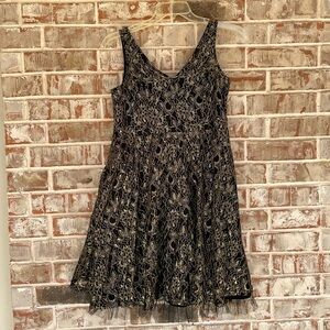Motherhood Maternity Black Gold Lace Party Dress